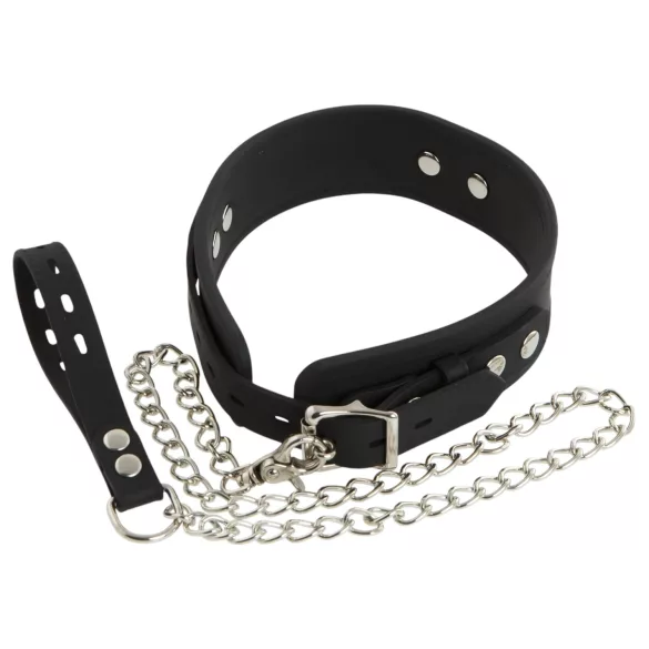 Bad Kitty - halsband och koppel - silikon - svart