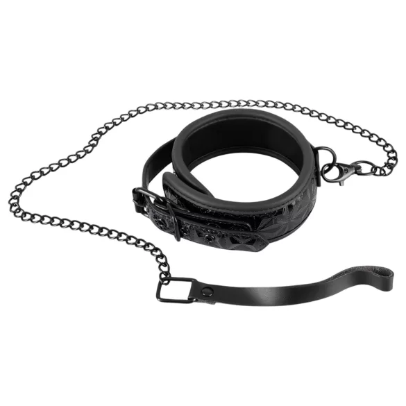Bad Kitty - halsband och koppel med strasstenar - svart