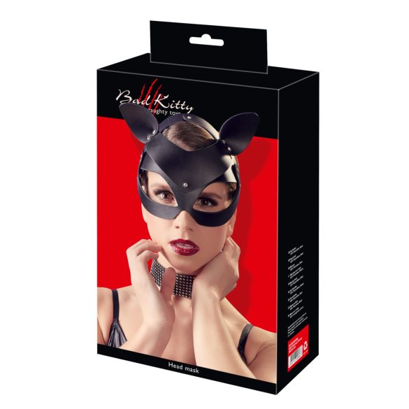 Bad Kitty - Svart strassmask i konstläder (S-L)