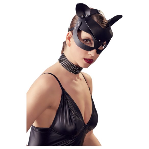 Bad Kitty - kattmask - konstläder med strass - svart S-L