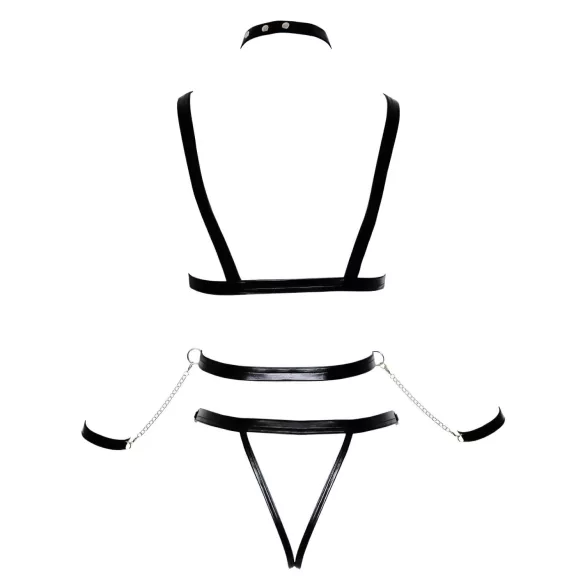 Bad Kitty - Nitar och remmar kroppsele set (svart) - L/XL