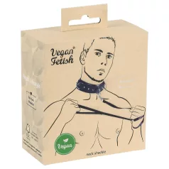   Vegan Fetish - halsband med nitar och koppel - veganskt läder svart