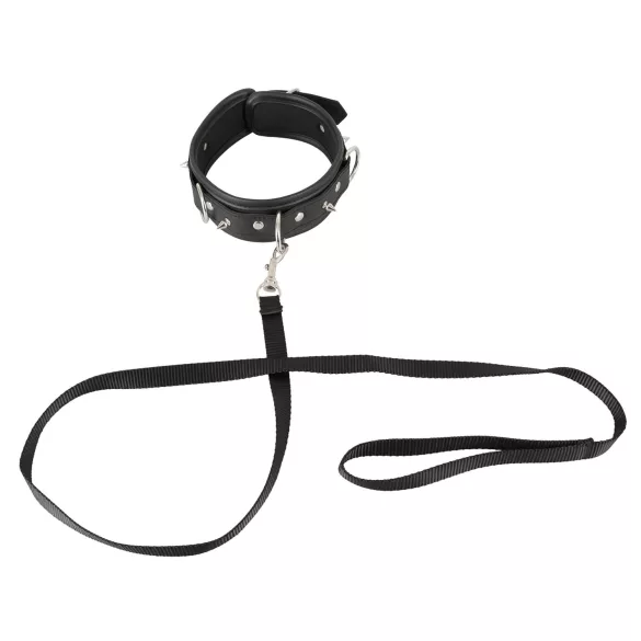Vegan Fetish - halsband med nitar och koppel - veganskt läder svart