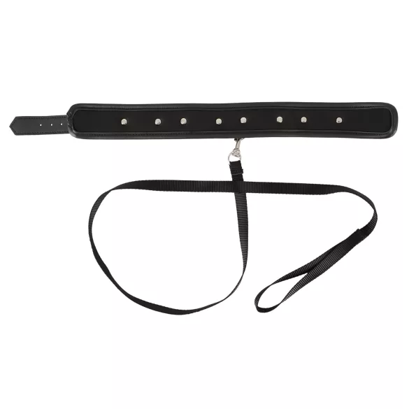 Vegan Fetish - halsband med nitar och koppel - veganskt läder svart