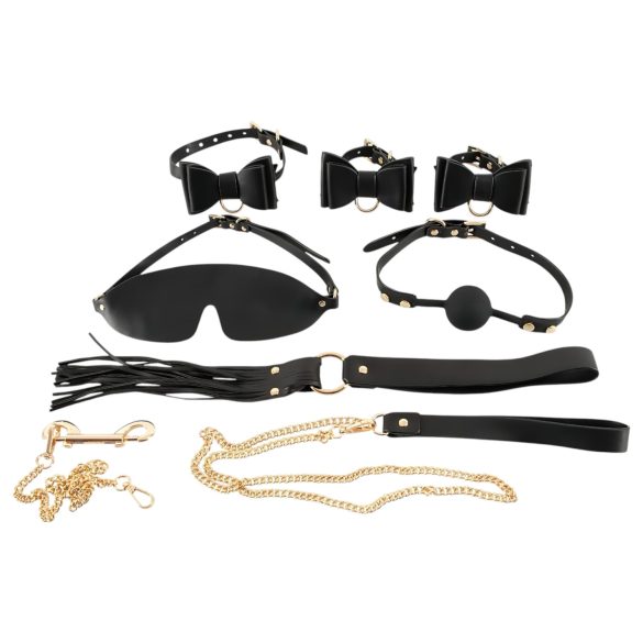 Bad Kitty - Bondageset i väska - 7 delar (svart-guld)