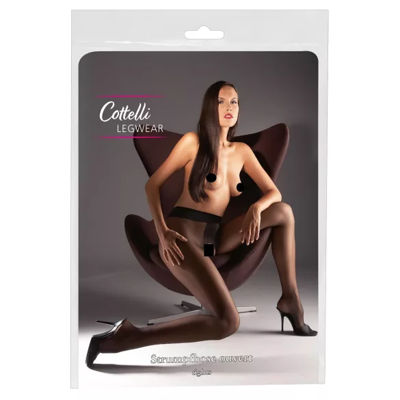 Cottelli - stay ups strumpeband - satinlook - svart - M