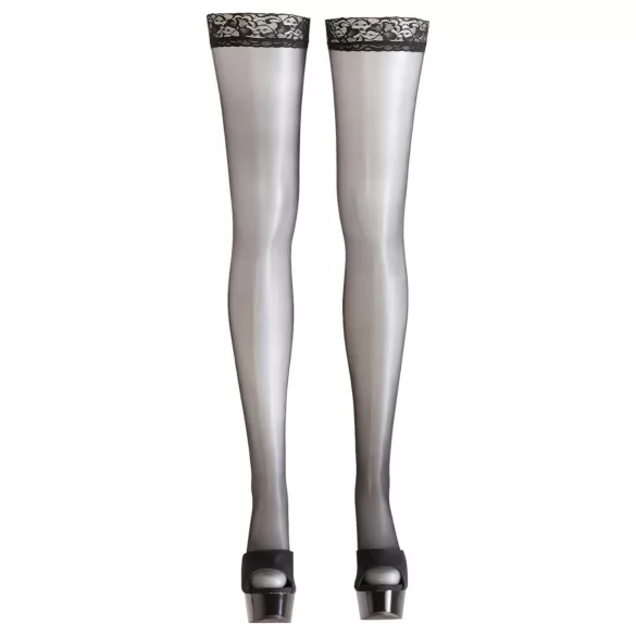 Cottelli - Stay-ups strumpor - svart med rand - 5/XL