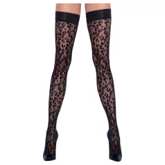 Cottelli Legwear - stay ups leopardmönster svart