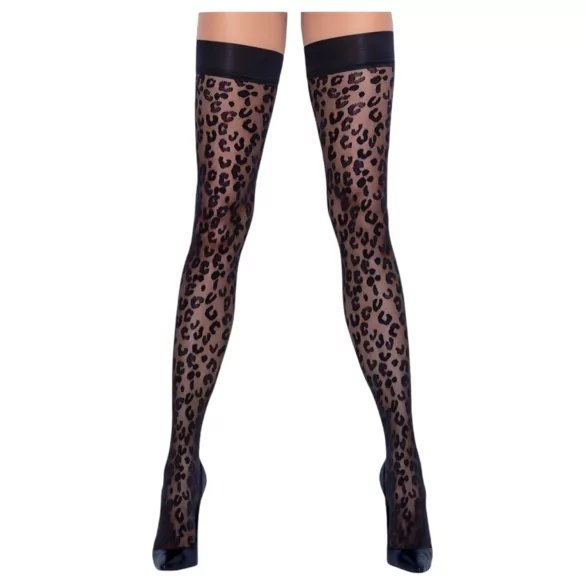 Cottelli Legwear - stay ups leopardmönster svart - 3