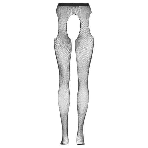 Cottelli Legwear - öppna, glansiga, svarta strumpbyxor (S-L)