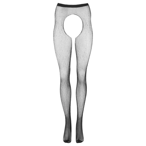 Cottelli Legwear - öppna, glansiga, svarta strumpbyxor (S-L)