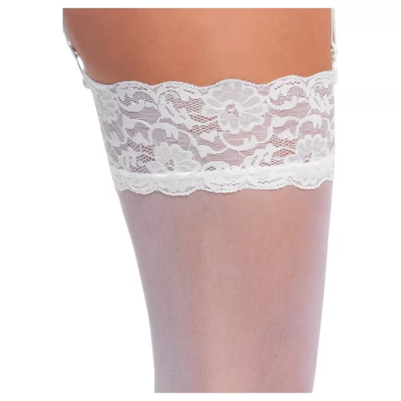 Cottelli - stay-ups strumpor - silkeslen - vit - M
