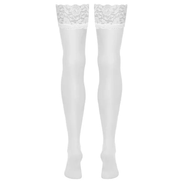 Cottelli - stay-ups strumpor - silkeslen - vit - M
