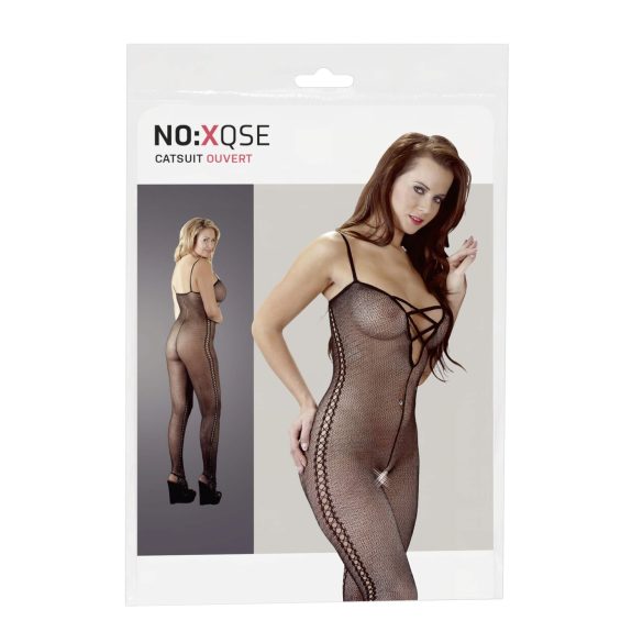 / NO:XQSE - Sidmönstrad kroppstrumpa - svart - 2XL/3XL