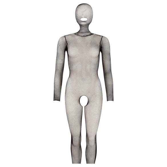 Mandy Mystery - Helkroppsnät Catsuit med Mask - Svart (S-L)