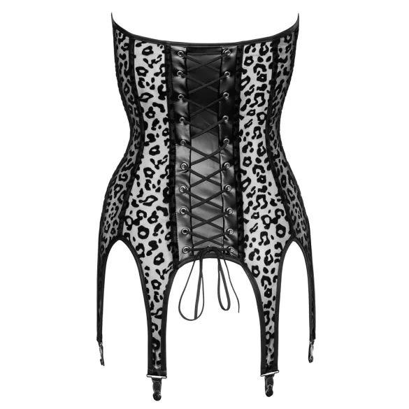 Noir - strumphållartopp leopardmönstrad svart - M