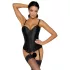 Cottelli Party - satinbustier med strumpeband - svart