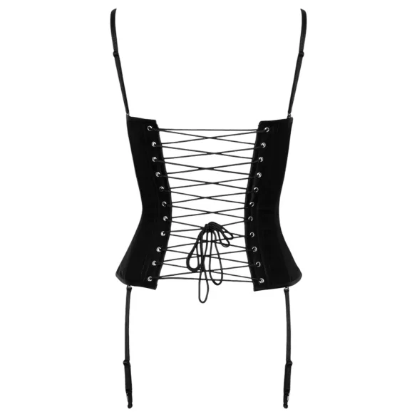 Cottelli Party - satinbustier med strumpeband - svart