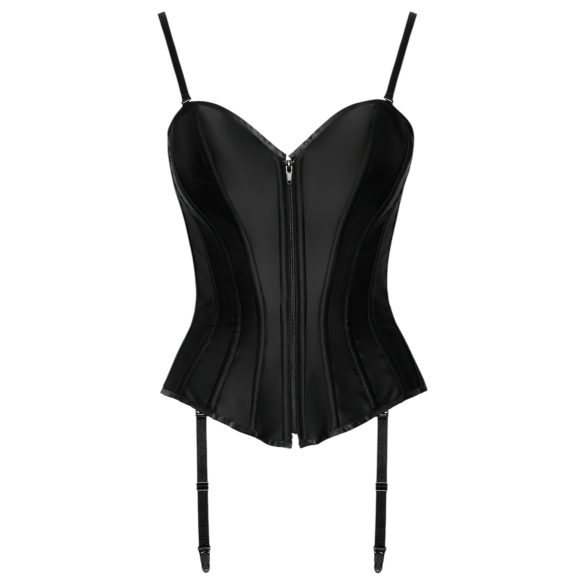 Cottelli Party - satinbustier med strumpeband - svart - L