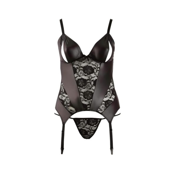 Cottelli - damtop plus size - blommigt mönster - svart