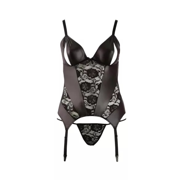 Cottelli - damtop plus size - blommigt mönster - svart