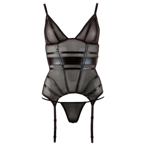 Cottelli - transparent topp - glansiga ränder - svart