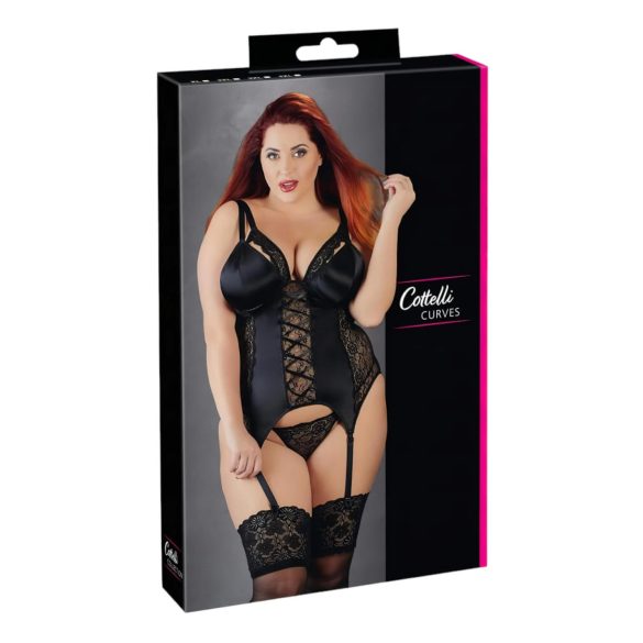 Cottelli Plus Size - Justerbar strumphållare (svart) - 3XL