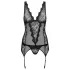 Obsessive - set med broderad topp och stringtrosa - svart - L/XL