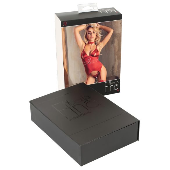 Abierta Fina - glittrigt kedjeset: topp och tanga (röd)