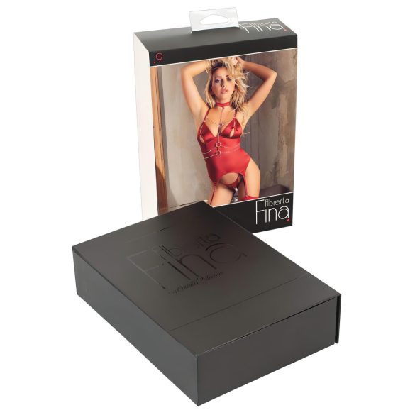 Abierta Fina - glittrigt kedjeset: topp och tanga (röd)