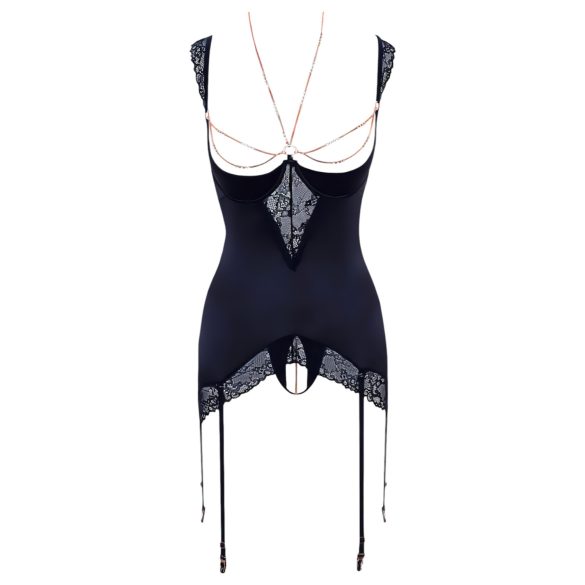 Abierta Fina - glittrande kedja topp och stringtrosa (svart) - 85B/L