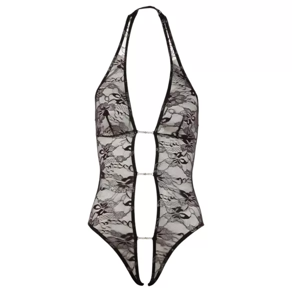Abierta Fina - Bodysuit i spets - Djup urringning - Svart - L