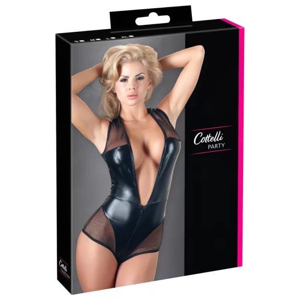 Cottelli - nätbody - glänsande - svart - M