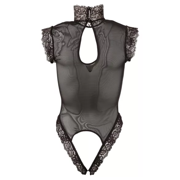 Abierta Fina - body - öppen front - spets svart - M