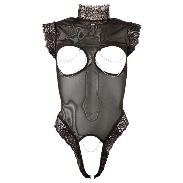 Abierta Fina - body - öppen front - spets svart - XL