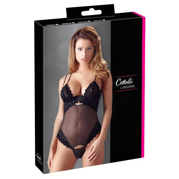 Cottelli - Mjuk och justerbar body (svart) - 85C/L