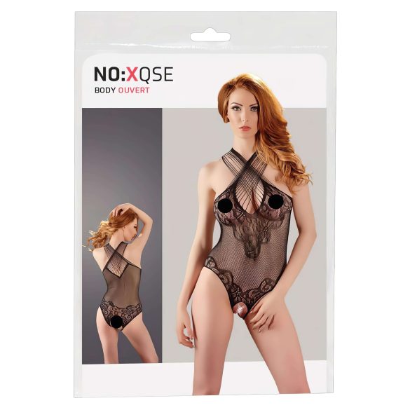 NO:XQSE - Blommigt Halterneck Nätbody - Svart (S-L)