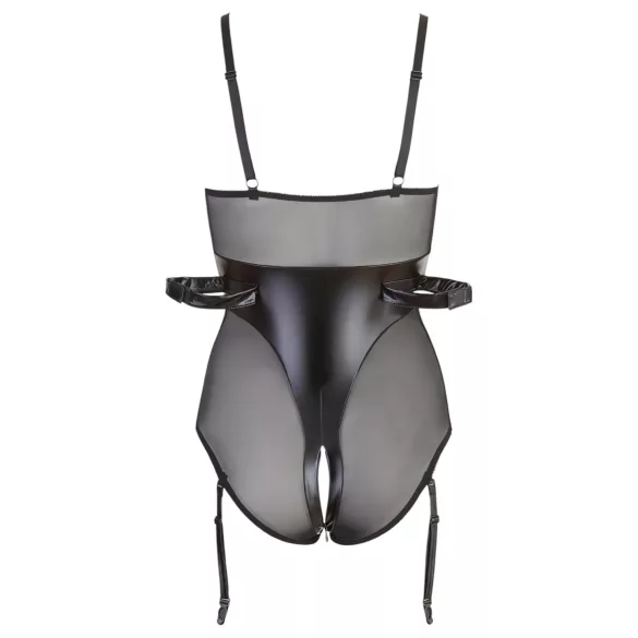 Cottelli Bondage - body med bojor - glänsande svart - XL