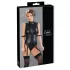 Cottelli Bondage - ärmlös glänsande body med handbojor - svart - L