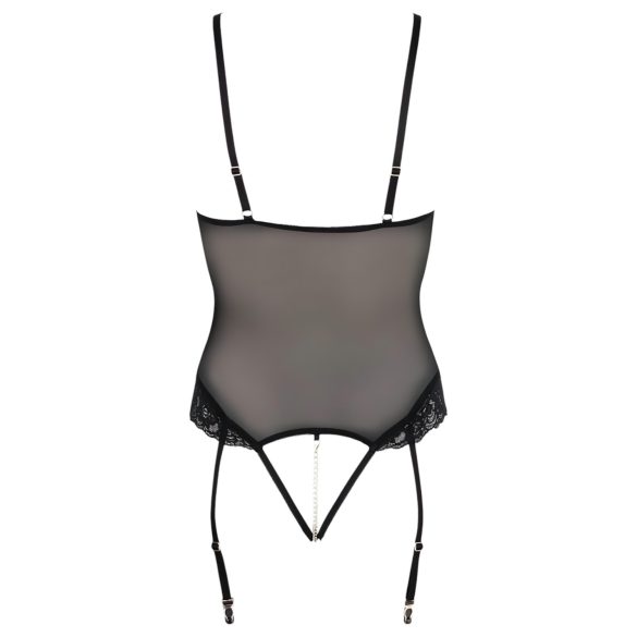 Cottelli Bondage - body med metallringar och handledsbojor - svart