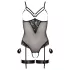 Cottelli Bondage - body med metallringar och handledsbojor - svart - M
