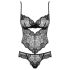 Obsessive Alluria - Blommig spetsbody (svart)