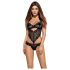 Obsessive Alluria - Blommig spetsbody (svart) - L/XL