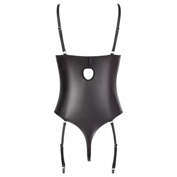 Abierta Fina - öppen body - spets och remmar - svart - 85C/L