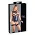 Cottelli Bondage - öppen body med handbojor - glänsande svart - M