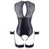 Cottelli Bondage - glansig öppen body med handbojor (svart) - L