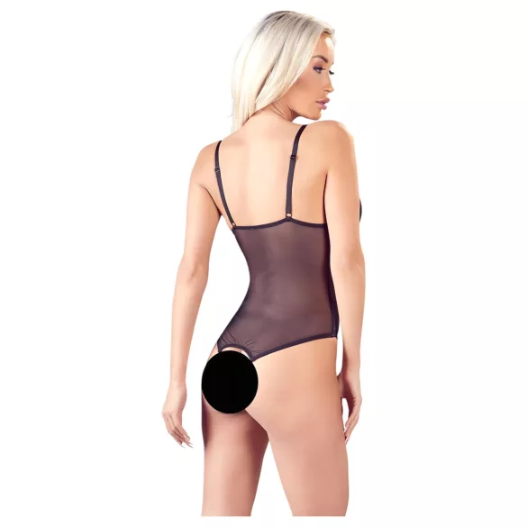 Cottelli - öppen body med spets och pärlor - svart - L