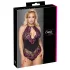 Cottelli Plus Size - spetsbody med blommor - svart/lila