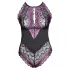 Cottelli Plus Size - spetsbody med blommor - svart/lila