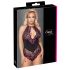Cottelli Plus Size - Blommig body (svart-lila) - 4XL